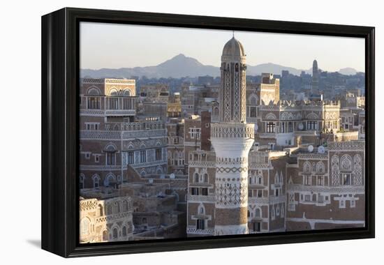 Mosque Tower and Skyline, Sana'a, Yemen-Peter Adams-Framed Premier Image Canvas