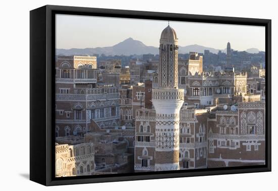 Mosque Tower and Skyline, Sana'a, Yemen-Peter Adams-Framed Premier Image Canvas