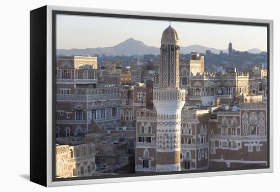 Mosque Tower and Skyline, Sana'a, Yemen-Peter Adams-Framed Premier Image Canvas