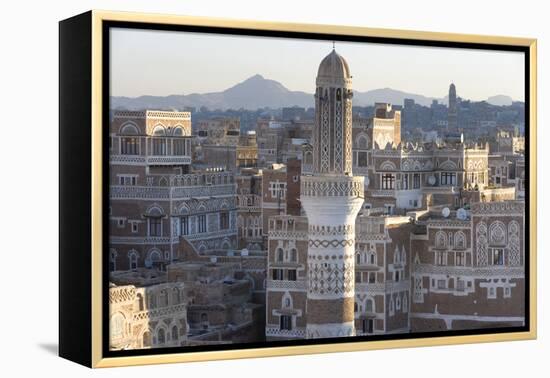 Mosque Tower and Skyline, Sana'a, Yemen-Peter Adams-Framed Premier Image Canvas