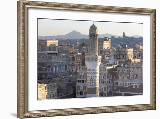 Mosque Tower and Skyline, Sana'a, Yemen-Peter Adams-Framed Photographic Print