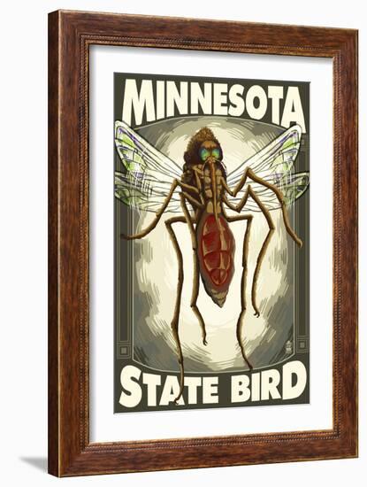 Mosquito - Minnesota State Bird-Lantern Press-Framed Art Print