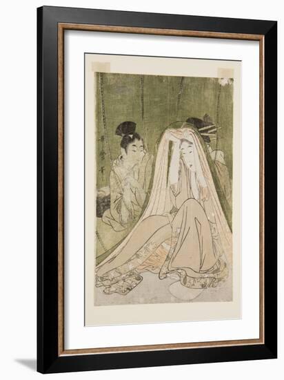 Mosquito Net (Colour Woodblock Print)-Kitagawa Utamaro-Framed Giclee Print