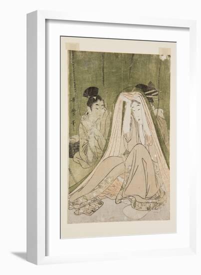 Mosquito Net (Colour Woodblock Print)-Kitagawa Utamaro-Framed Giclee Print