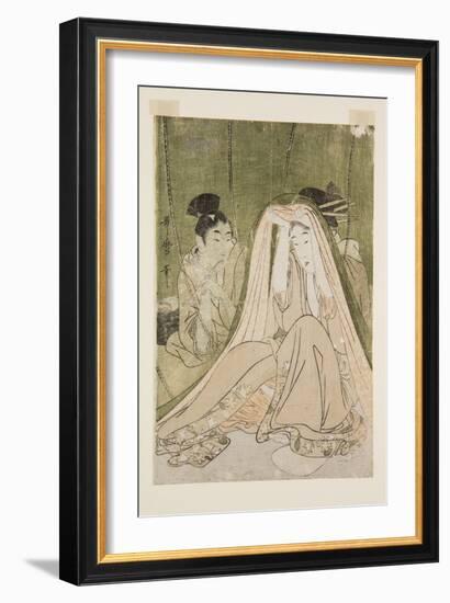Mosquito Net (Colour Woodblock Print)-Kitagawa Utamaro-Framed Giclee Print