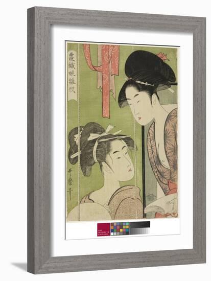 Mosquito Net, from the Series Model Young Women in Mist (Kasumi-Ori Musume Hinagata) (Kaya), 1794-9-Kitagawa Utamaro-Framed Giclee Print