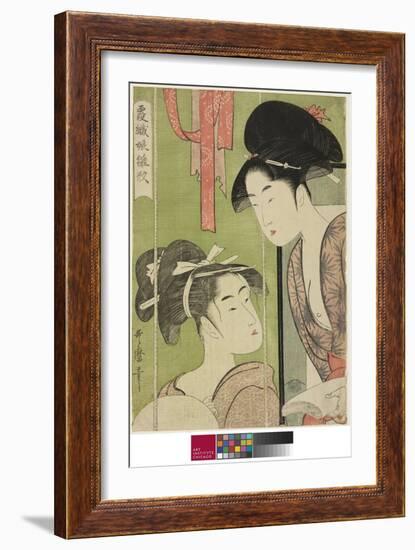 Mosquito Net, from the Series Model Young Women in Mist (Kasumi-Ori Musume Hinagata) (Kaya), 1794-9-Kitagawa Utamaro-Framed Giclee Print