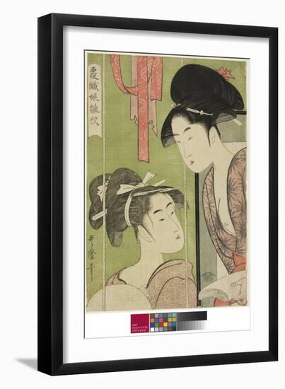 Mosquito Net, from the Series Model Young Women in Mist (Kasumi-Ori Musume Hinagata) (Kaya), 1794-9-Kitagawa Utamaro-Framed Giclee Print