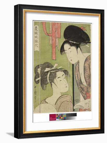 Mosquito Net, from the Series Model Young Women in Mist (Kasumi-Ori Musume Hinagata) (Kaya), 1794-9-Kitagawa Utamaro-Framed Giclee Print