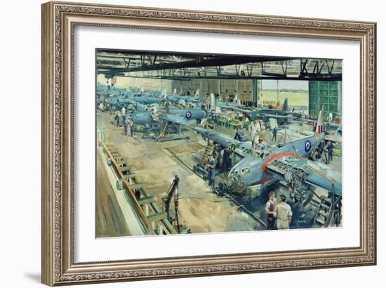 Mosquitos on the Line at Hatfield-Terence Cuneo-Framed Giclee Print