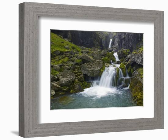 Mossy Waterfall Along the Strandar River-Hans Strand-Framed Photographic Print