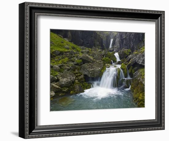 Mossy Waterfall Along the Strandar River-Hans Strand-Framed Photographic Print