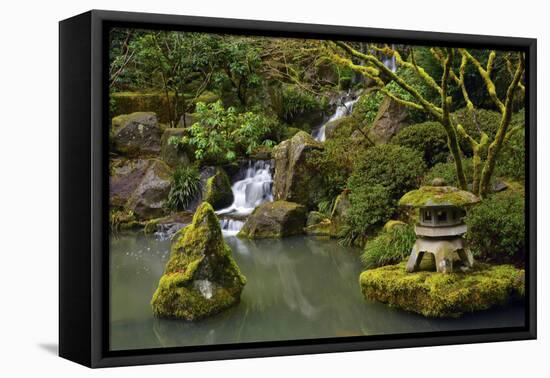 Mossy Waterfall, Portland Japanese Garden, Portland, Oregon, Usa-Michel Hersen-Framed Premier Image Canvas