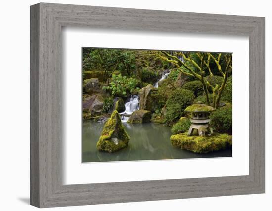 Mossy Waterfall, Portland Japanese Garden, Portland, Oregon, Usa-Michel Hersen-Framed Photographic Print