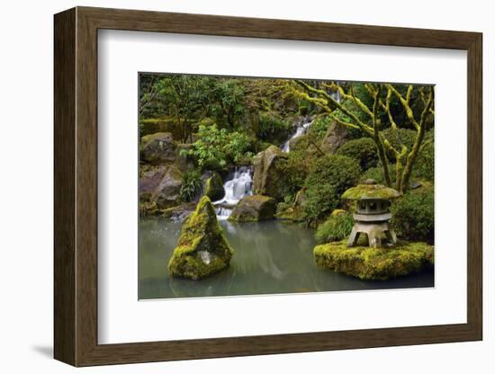 Mossy Waterfall, Portland Japanese Garden, Portland, Oregon, Usa-Michel Hersen-Framed Photographic Print