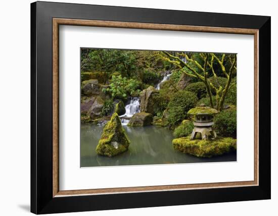 Mossy Waterfall, Portland Japanese Garden, Portland, Oregon, Usa-Michel Hersen-Framed Photographic Print