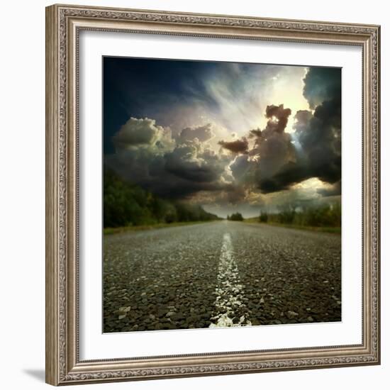 Most Asphalt Road. Shallow Depth Of Field-Krivosheev Vitaly-Framed Art Print