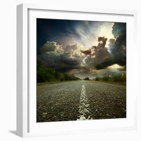 Most Asphalt Road. Shallow Depth Of Field-Krivosheev Vitaly-Framed Art Print