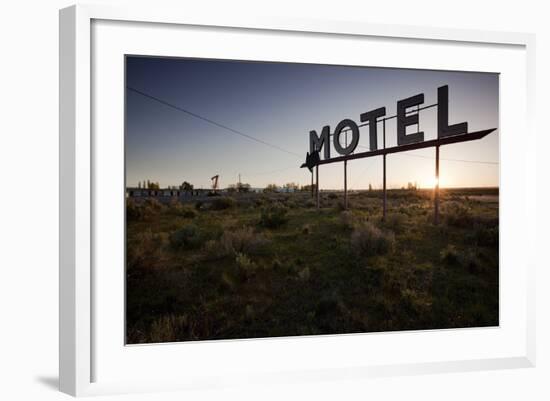 Motel Sign at Dawn, Coulee City, Washington-Paul Souders-Framed Photographic Print