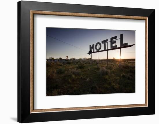 Motel Sign at Dawn, Coulee City, Washington-Paul Souders-Framed Photographic Print