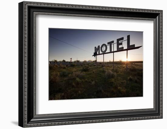 Motel Sign at Dawn, Coulee City, Washington-Paul Souders-Framed Photographic Print