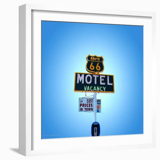 Motel Sign in America on Route 66-Salvatore Elia-Framed Photographic Print