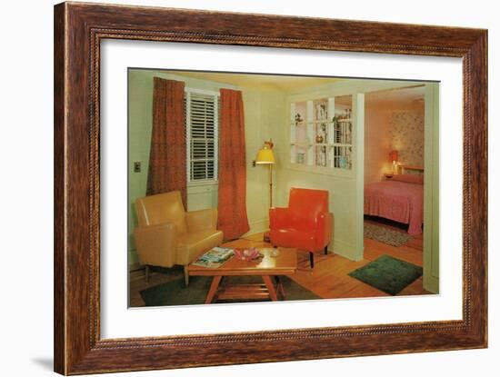 Motel Suite with Bright Furniture-null-Framed Art Print
