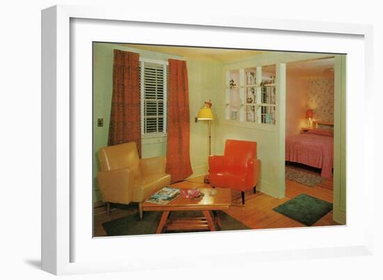 Motel Suite with Bright Furniture-null-Framed Art Print