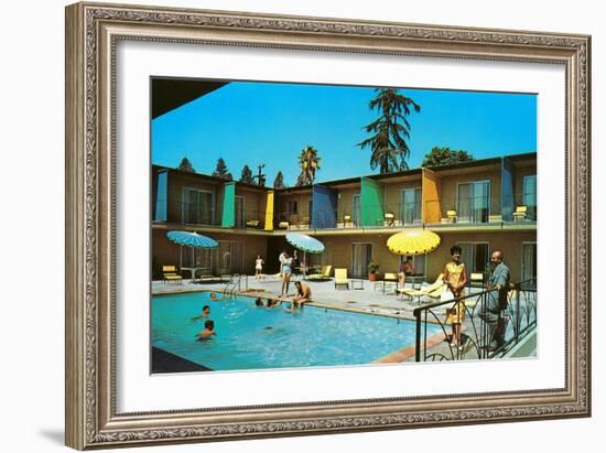 Motel Swimming Pool-null-Framed Art Print