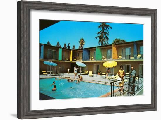 Motel Swimming Pool-null-Framed Art Print