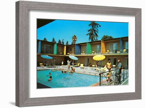 Motel Swimming Pool-null-Framed Art Print