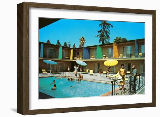 Motel Swimming Pool-null-Framed Art Print