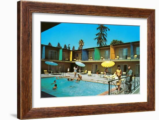 Motel Swimming Pool-null-Framed Art Print