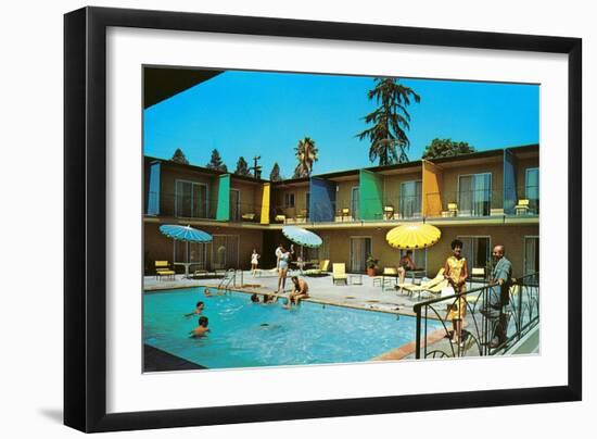 Motel Swimming Pool-null-Framed Art Print