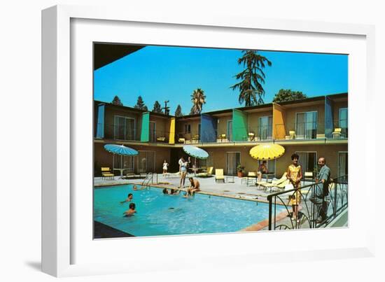 Motel Swimming Pool-null-Framed Art Print