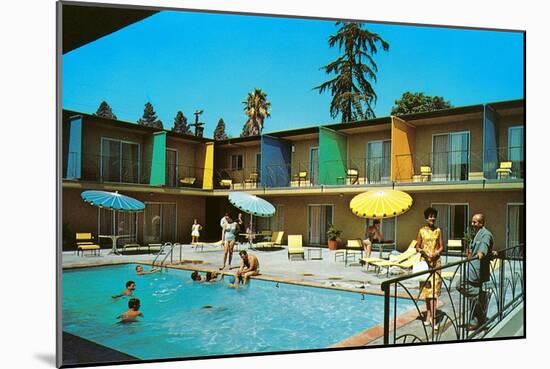 Motel Swimming Pool-null-Mounted Art Print