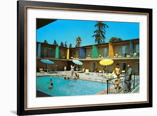 Motel Swimming Pool-null-Framed Art Print