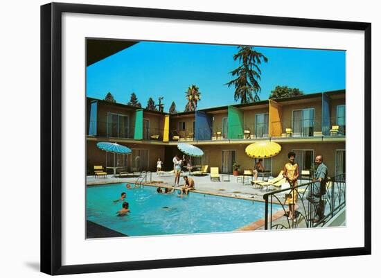 Motel Swimming Pool-null-Framed Art Print