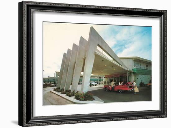 Motel with Geometric Archess-null-Framed Art Print