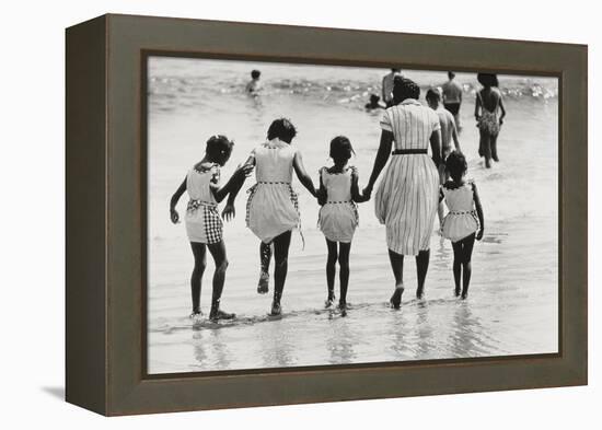 Mother and 4 Daughters Entering Water at Coney Island, Untitled 37, c.1953-64-Nat Herz-Framed Premier Image Canvas