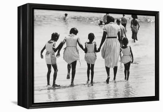 Mother and 4 Daughters Entering Water at Coney Island, Untitled 37, c.1953-64-Nat Herz-Framed Premier Image Canvas