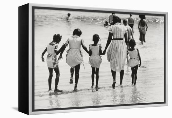 Mother and 4 Daughters Entering Water at Coney Island, Untitled 37, c.1953-64-Nat Herz-Framed Premier Image Canvas