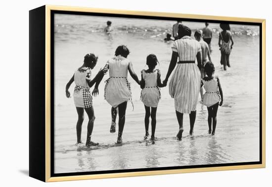 Mother and 4 Daughters Entering Water at Coney Island, Untitled 37, c.1953-64-Nat Herz-Framed Premier Image Canvas