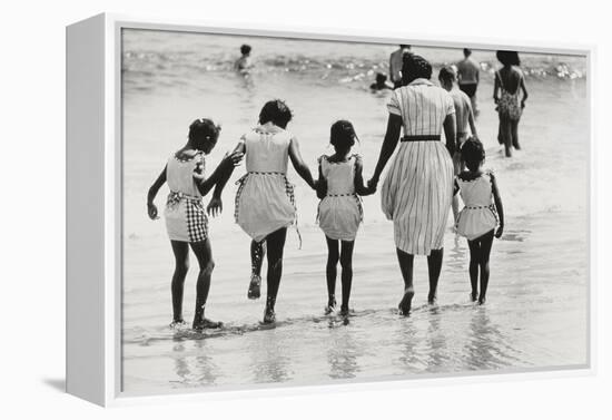 Mother and 4 Daughters Entering Water at Coney Island, Untitled 37, c.1953-64-Nat Herz-Framed Premier Image Canvas