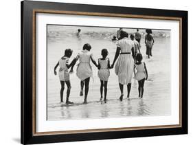 Mother and 4 Daughters Entering Water at Coney Island, Untitled 37, c.1953-64-Nat Herz-Framed Photographic Print
