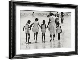 Mother and 4 Daughters Entering Water at Coney Island, Untitled 37, c.1953-64-Nat Herz-Framed Photographic Print