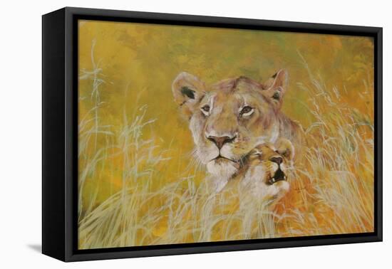 Mother and Baby I (Lions) 1995-Odile Kidd-Framed Premier Image Canvas