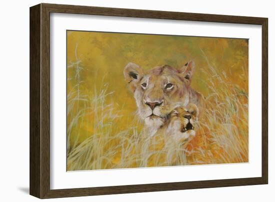 Mother and Baby I (Lions) 1995-Odile Kidd-Framed Giclee Print