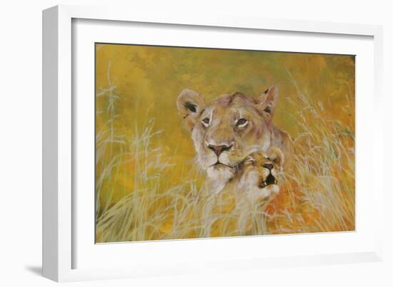 Mother and Baby I (Lions) 1995-Odile Kidd-Framed Giclee Print