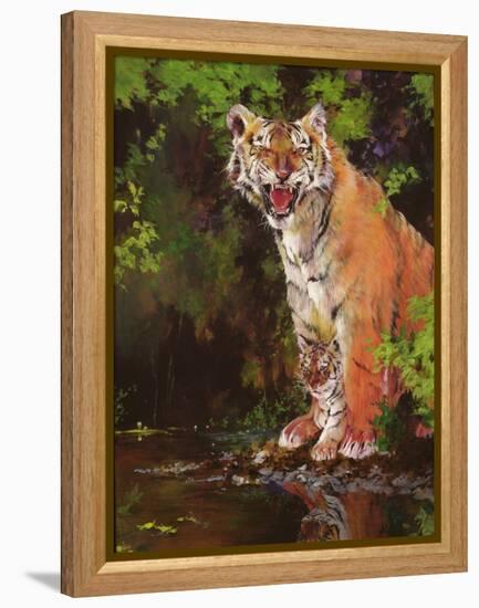 Mother and Baby II (Tigers) 1997-Odile Kidd-Framed Premier Image Canvas